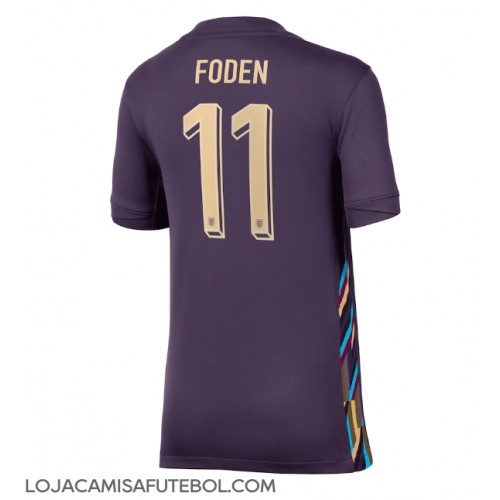 Camisa de Futebol Inglaterra Phil Foden #11 Equipamento Secundário Mulheres Europeu 2024 Manga Curta